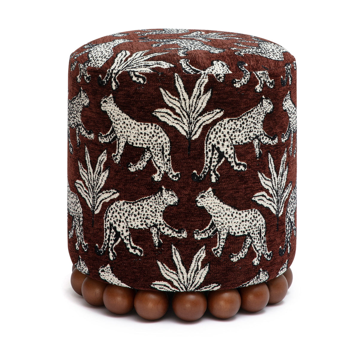 Dex Brown Leopard Jacquard Ottoman by TOV Furniture – photo 4 of 8