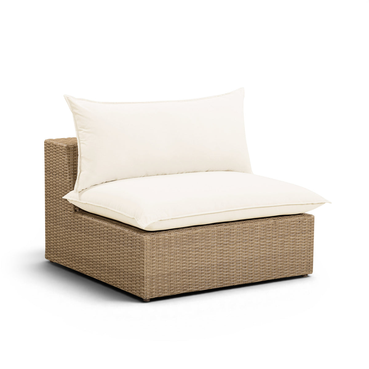 Cali Natural Performance Fabric & Brown Wicker Outdoor Armless Chair by TOV Furniture – photo 2 of 5