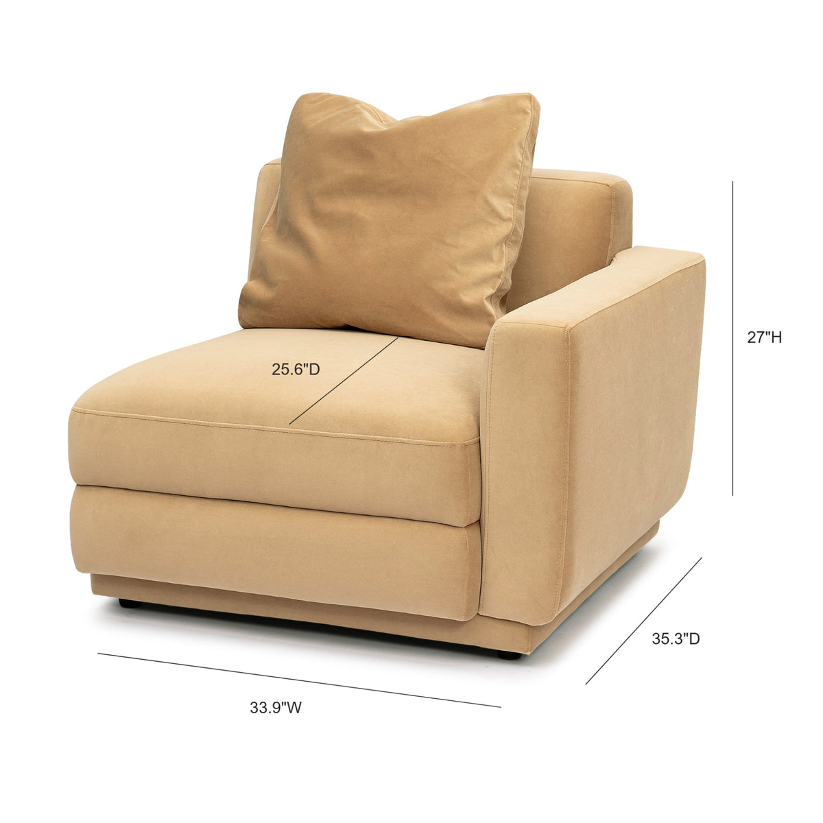 Perry Tan Performance Velvet Modular Sectional RAF Corner Chair by TOV Furniture – photo 6 of 6