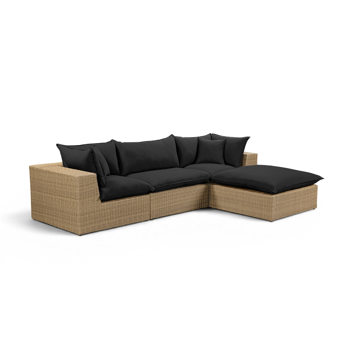 Cali Black Fabric & Brown Wicker Modular Outdoor Sectional by TOV Furniture – photo 2 of 10
