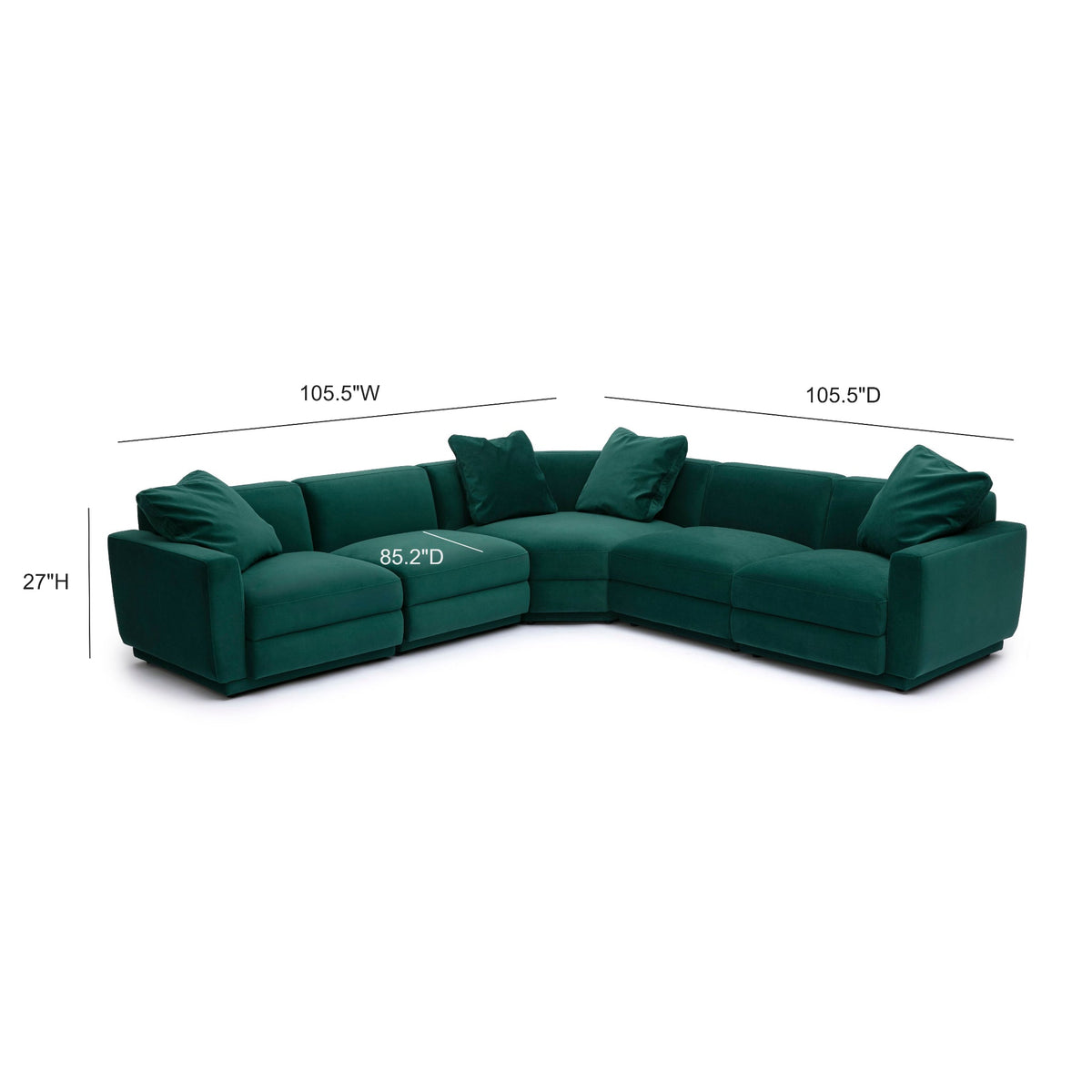 Perry Deep Green Performance Velvet Modular L-Sectional by TOV Furniture – photo 6 of 6