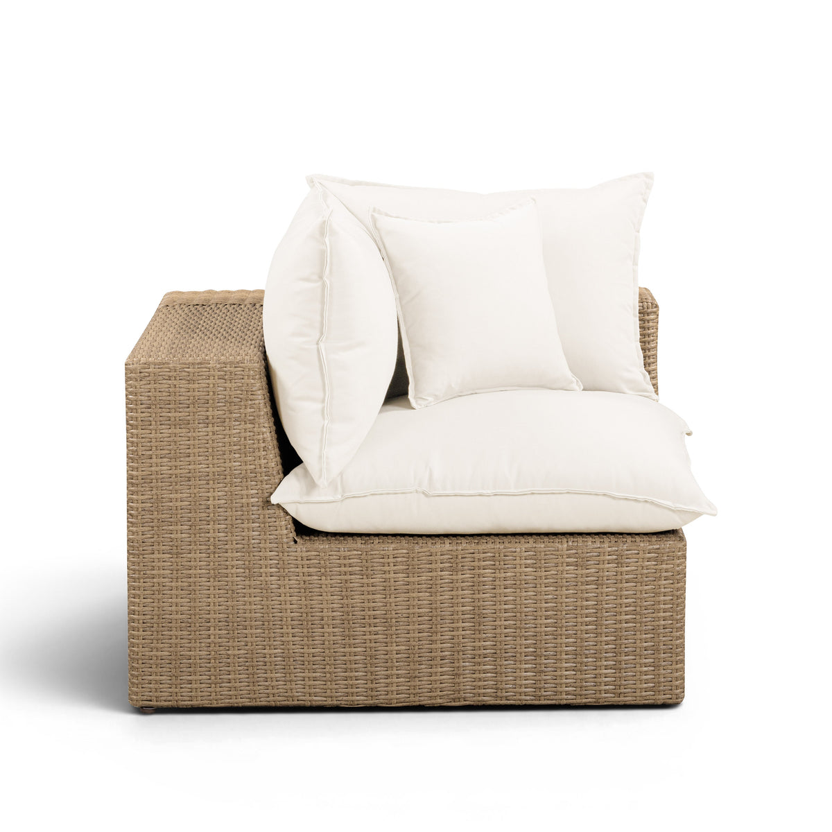 Cali Natural Performance Fabric & Brown Wicker Outdoor Corner Chair by TOV Furniture – photo 2 of 5