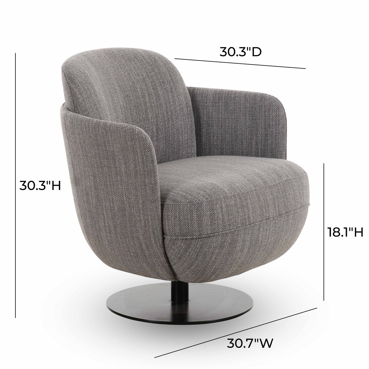 Solange Swivel Accent Chair in Grey by TOV Furniture – photo 6 of 6