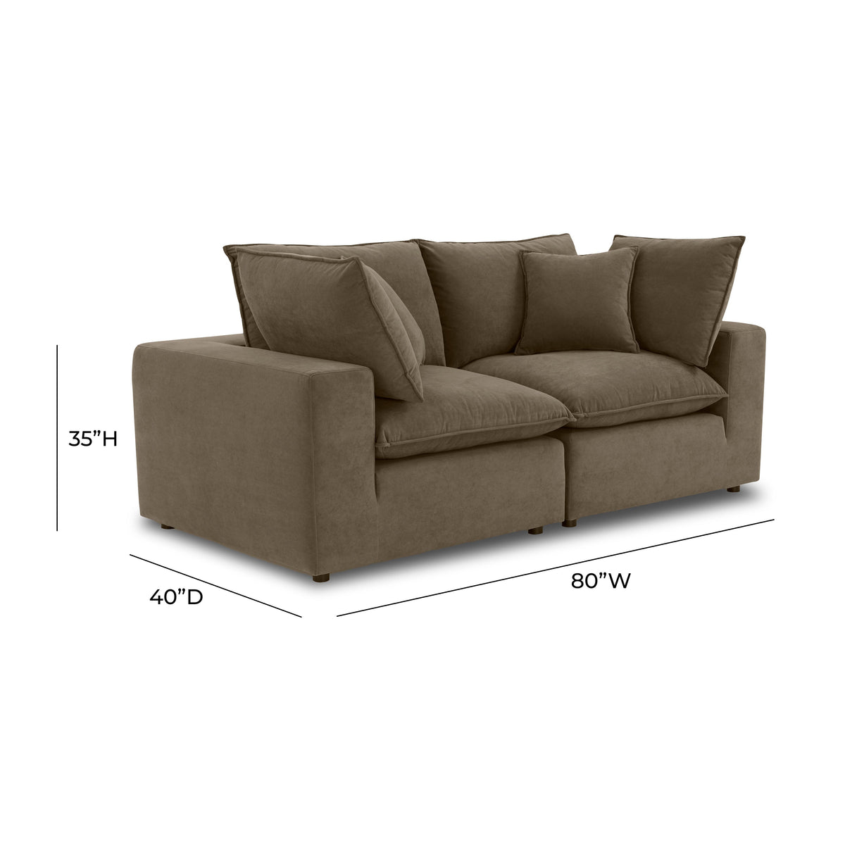 Cali 80" Chocolate Brown Performance Velvet Loveseat by TOV Furniture – photo 6 of 6