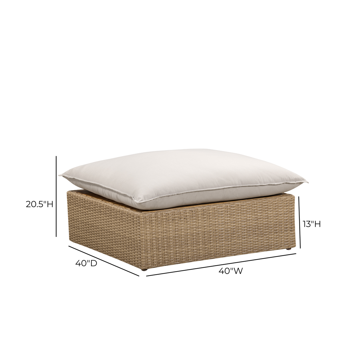 Cali Light Gray Performance Fabric & Brown Wicker Outdoor Ottoman by TOV Furniture – photo 4 of 4