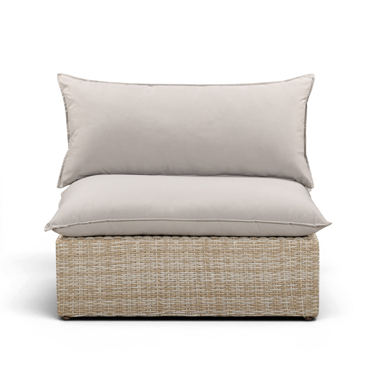 Cali Light Gray Performance Fabric & Natural Wicker Outdoor Armless Chair by TOV Furniture – photo 1 of 5