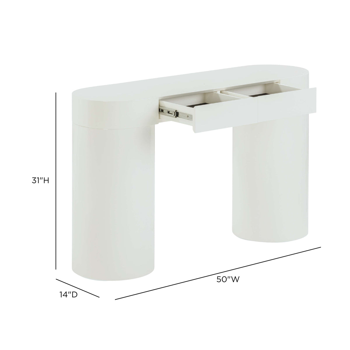 Mira 50" Cream High Gloss Console Table by TOV Furniture – photo 9 of 10