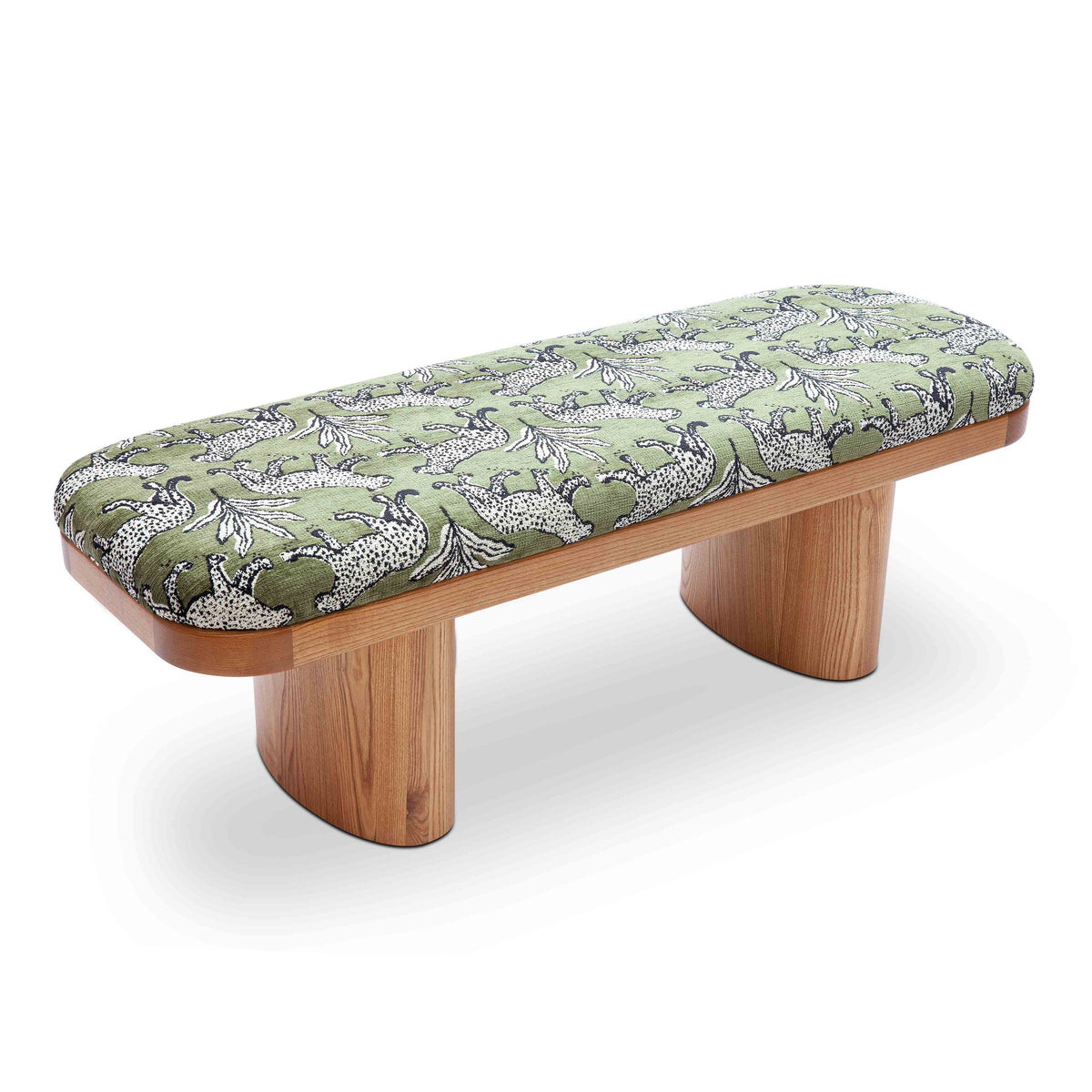 Ollie 48" Olive Green Leopard Performance Jacquard Bench by TOV Furniture – photo 4 of 8