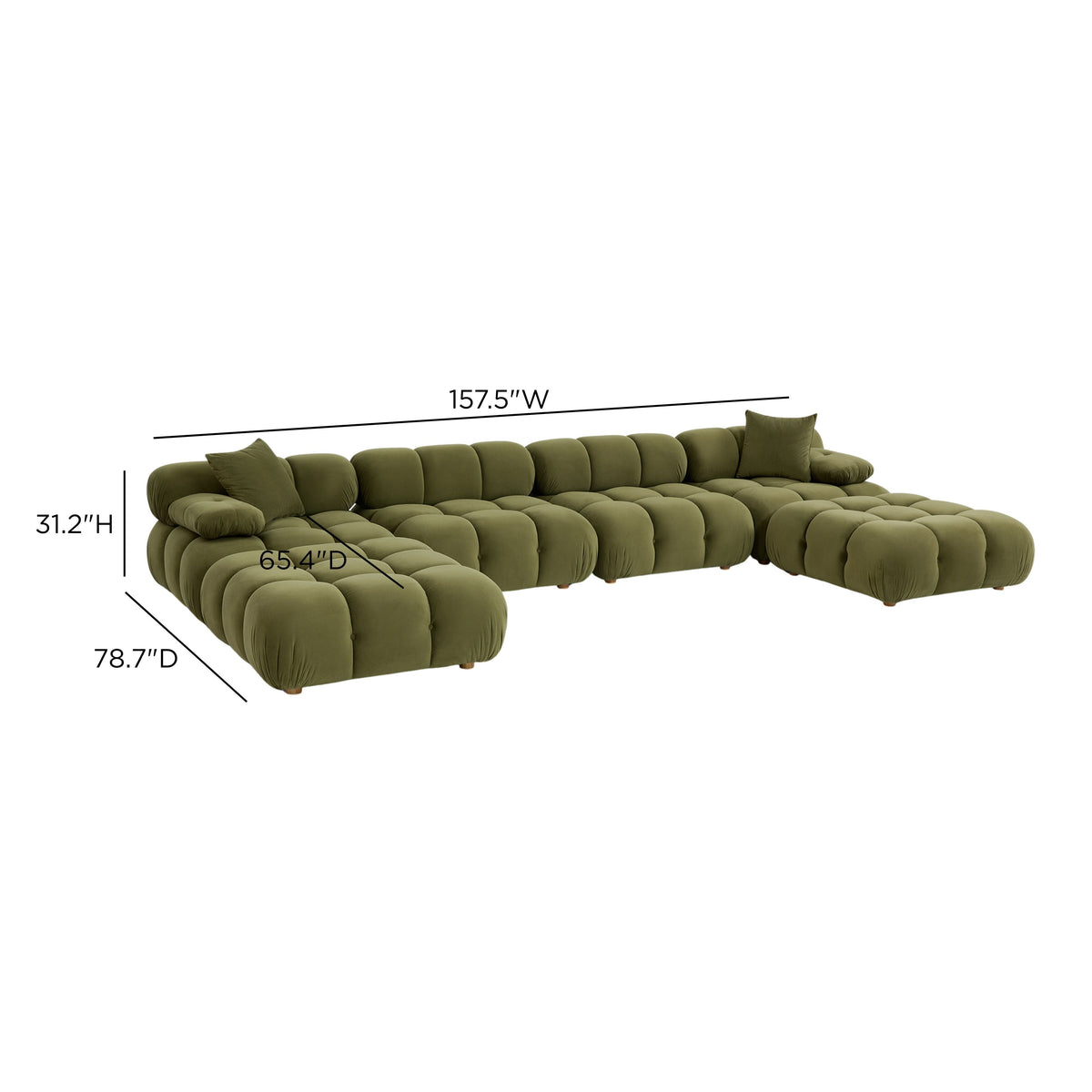 Calliope Olive Green Performance Velvet 6-piece Modular U-Sectional by TOV Furniture – photo 7 of 7