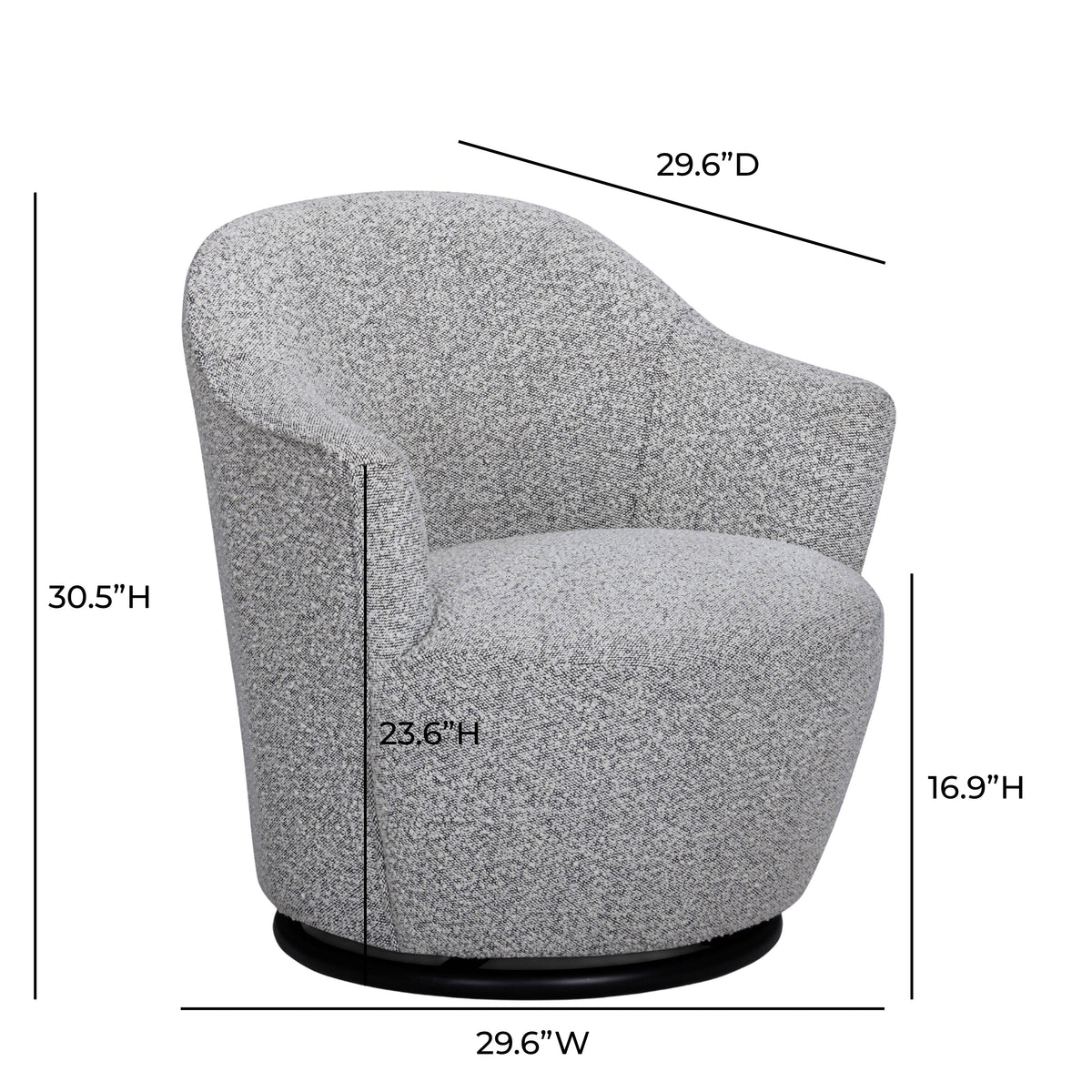 Skyla Grey Performance Boucle Swivel Chair by TOV Furniture – photo 7 of 7