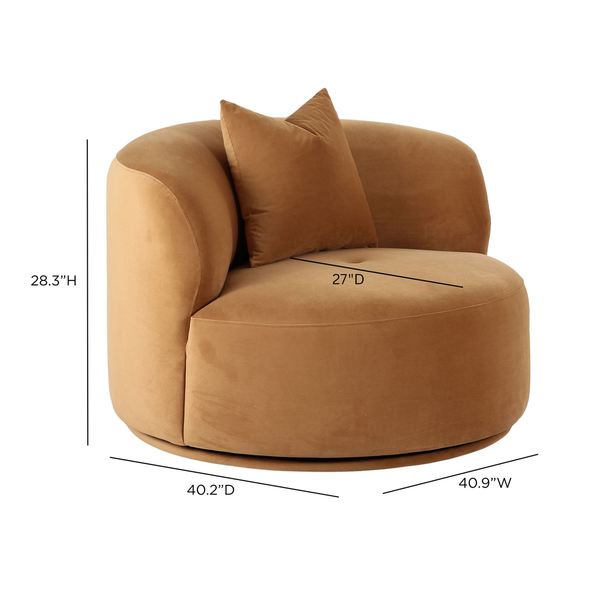 Fickle Camel Velvet Swivel Accent Chair by TOV Furniture – photo 8 of 8