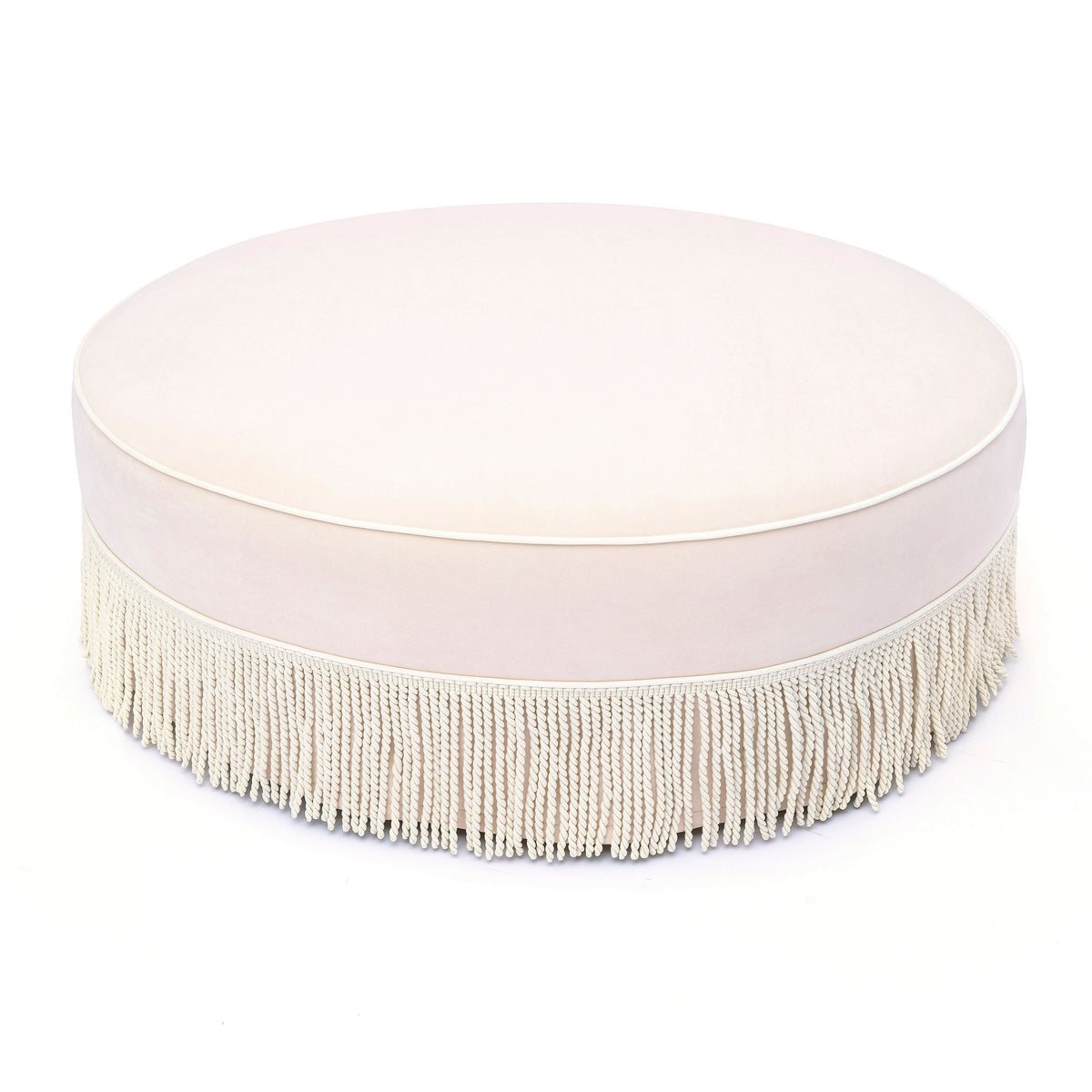 Tassy Pink Tasseled Round Ottoman by TOV Furniture – photo 4 of 7