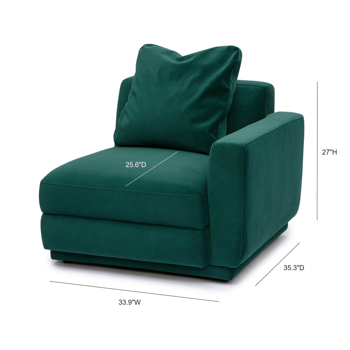 Perry Deep Green Performance Velvet Modular Sectional RAF Corner Chair by TOV Furniture – photo 6 of 6