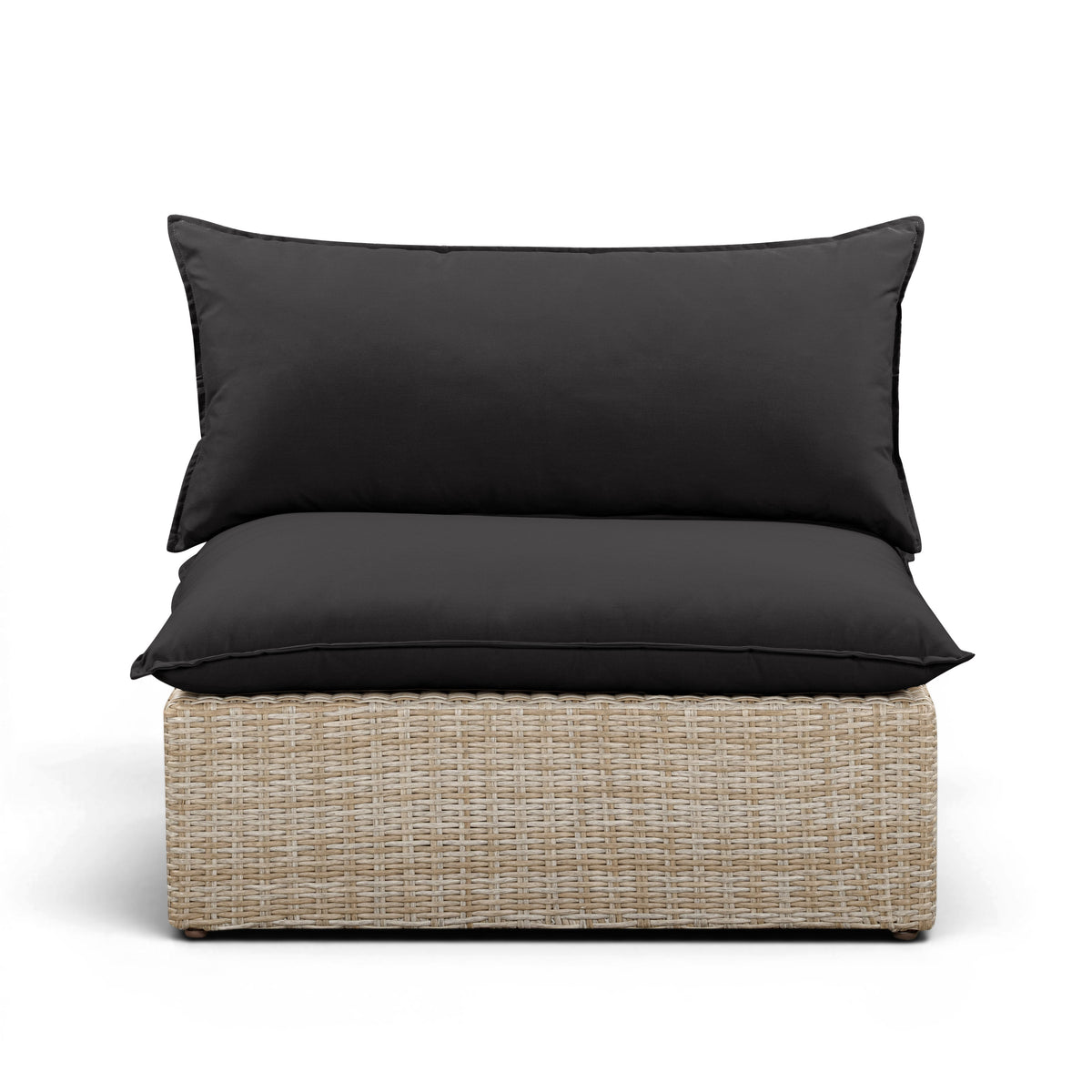Cali Black Performance Fabric & Natural Wicker Outdoor Armless Chair by TOV Furniture – photo 1 of 6