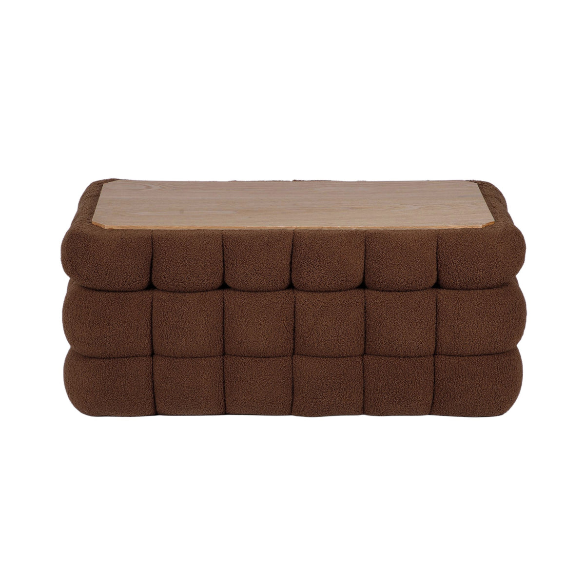 Anita 38.5" Brown Shearling Storage Bench With Reversible Tray Top by TOV Furniture – photo 3 of 9