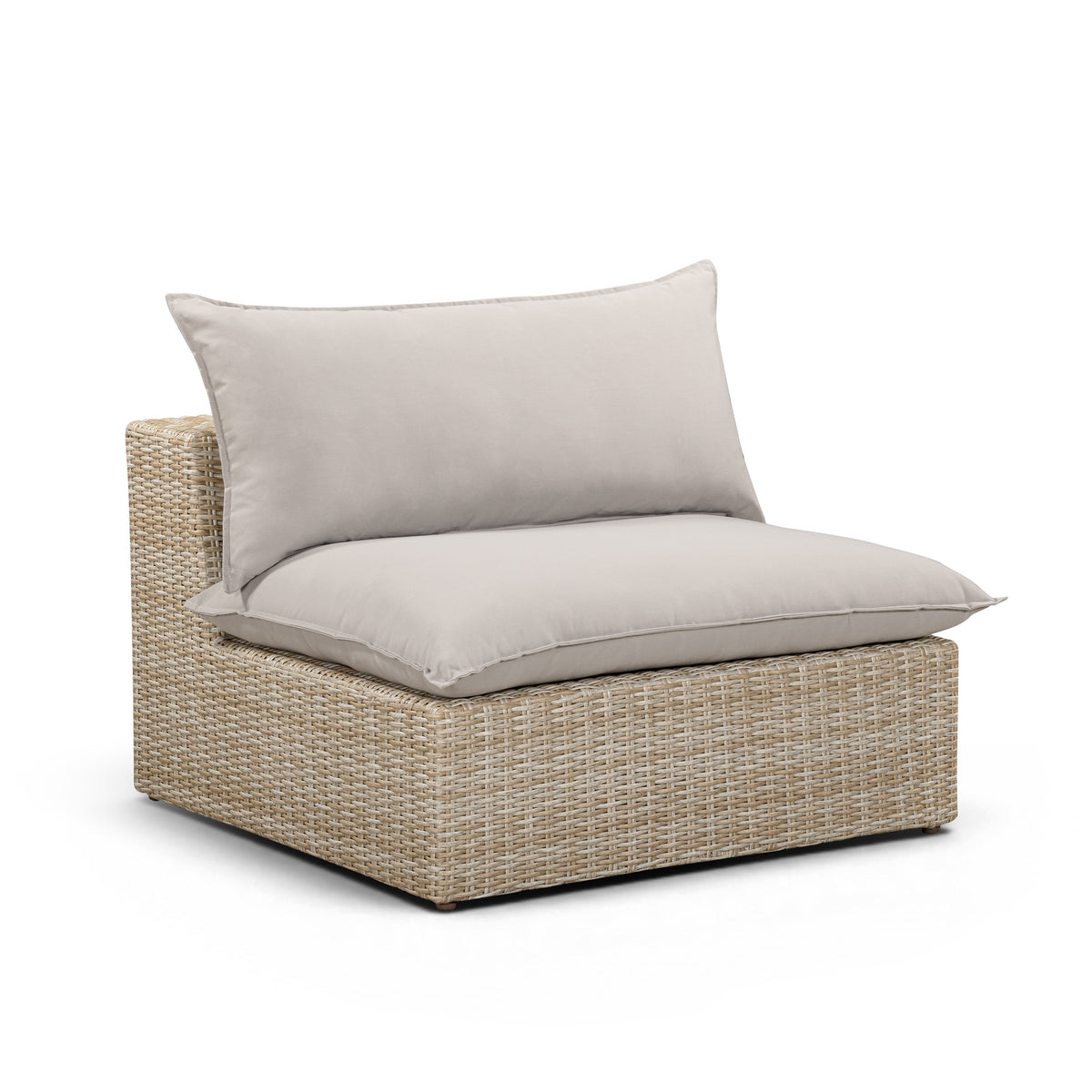 Cali Light Gray Performance Fabric & Natural Wicker Outdoor Armless Chair by TOV Furniture – photo 2 of 5