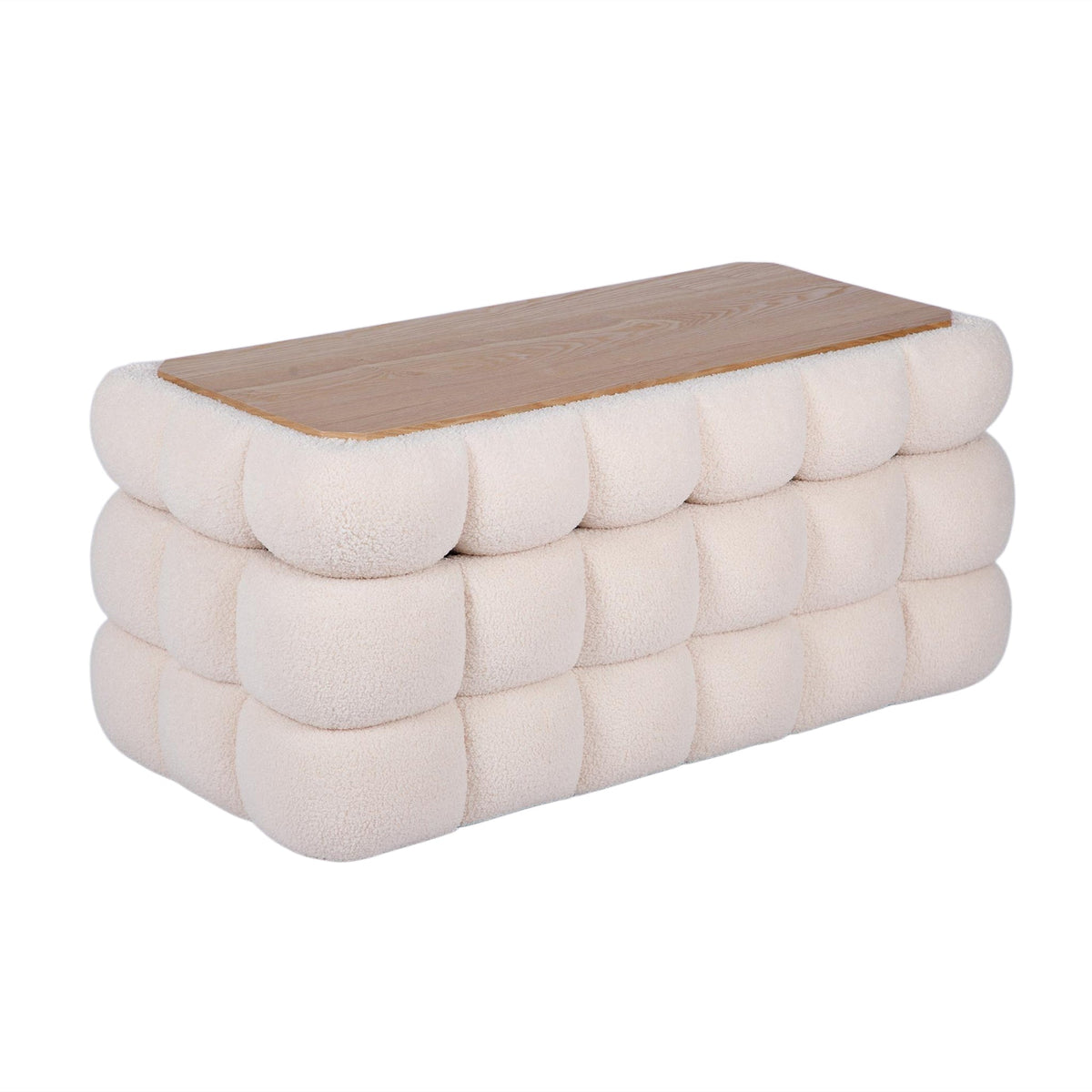Anita 38.5" Cream Shearling Storage Bench With Reversible Tray Top by TOV Furniture – photo 5 of 9