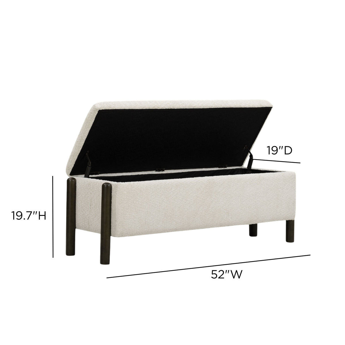 Abby 52" Cream Nubby Fabric Storage Bench by TOV Furniture – photo 8 of 8