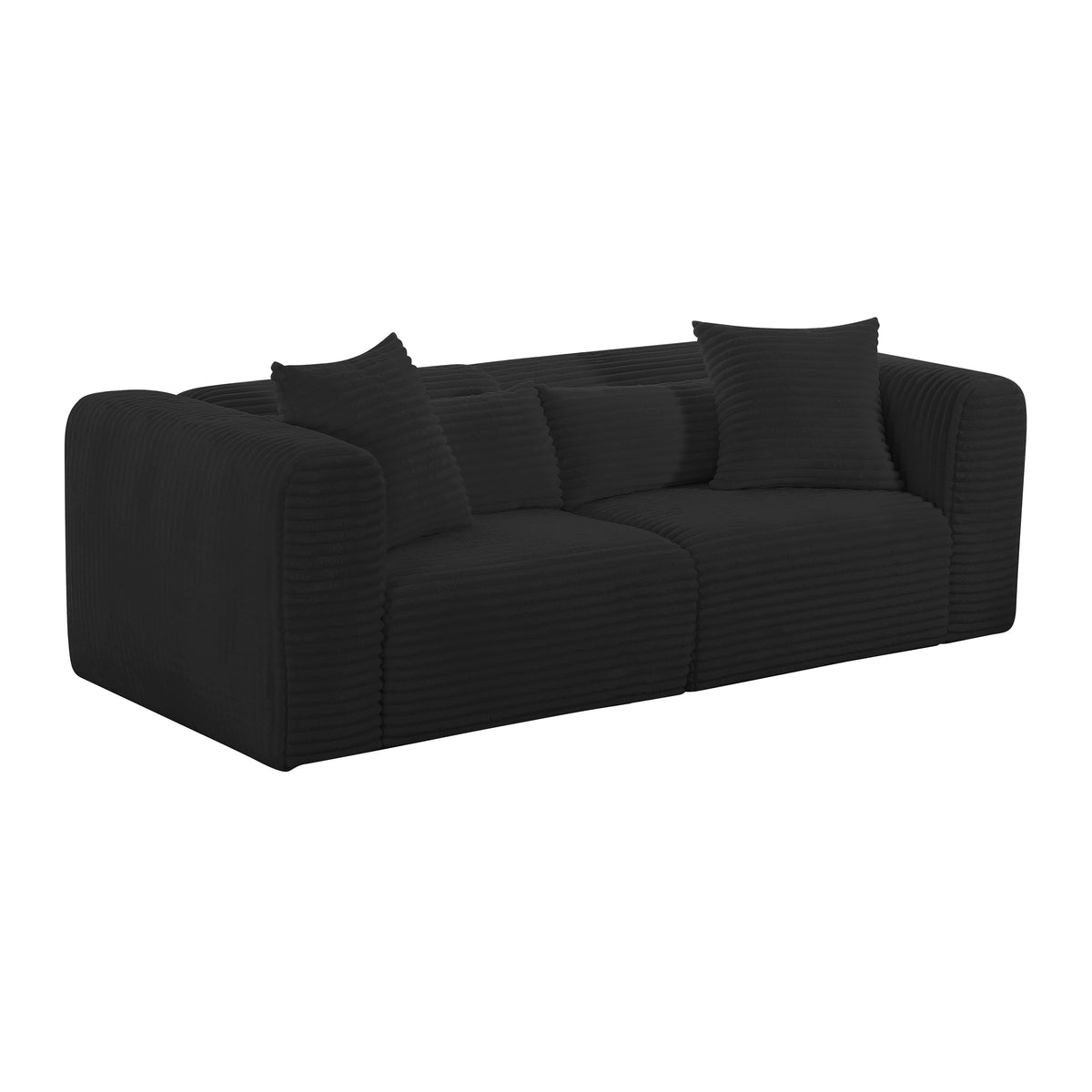 Tarra Fluffy Oversized Black Performance Corduroy Modular Loveseat by TOV Furniture – photo 2 of 5