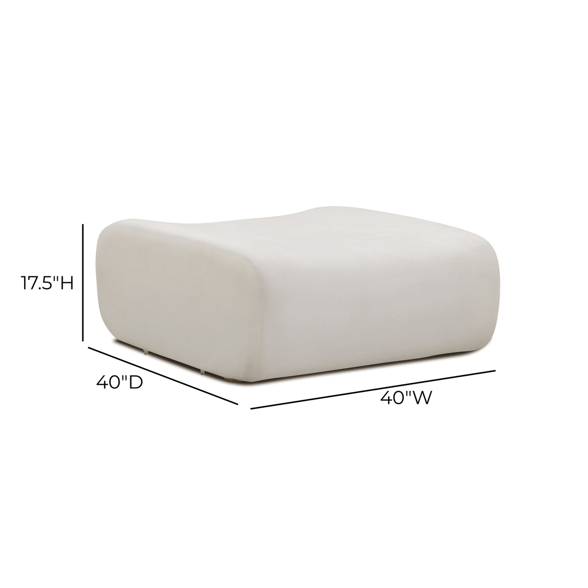 Zenith Cream Upcycled Contract-Grade Fabric Ottoman by TOV Furniture – photo 6 of 6