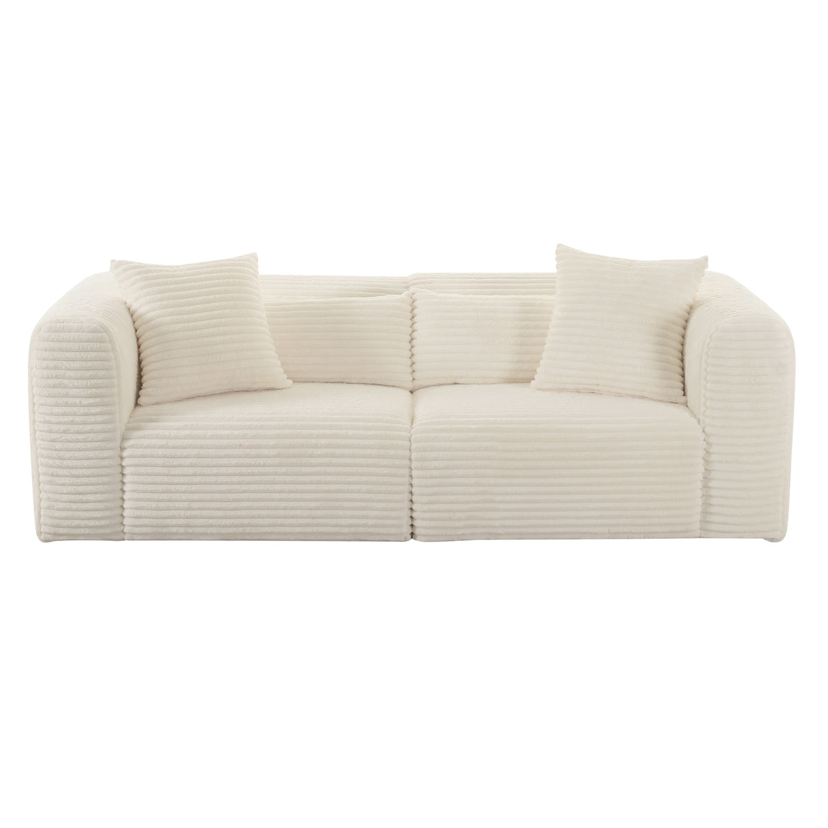 Tarra Fluffy Oversized Cream Performance Corduroy Modular Loveseat by TOV Furniture – photo 1 of 5