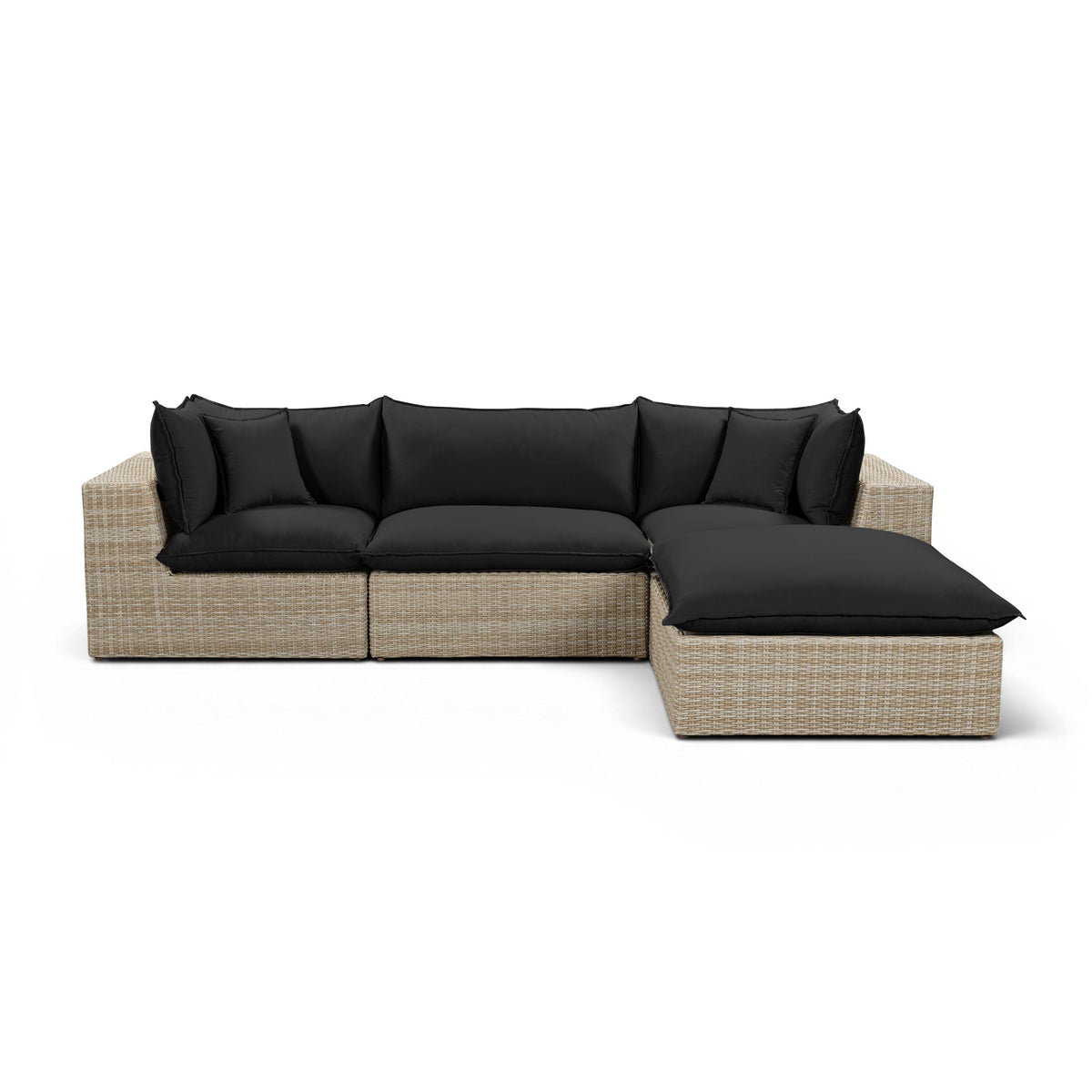 Cali Black Fabric & Natural Wicker Modular Outdoor Sectional by TOV Furniture – photo 1 of 7