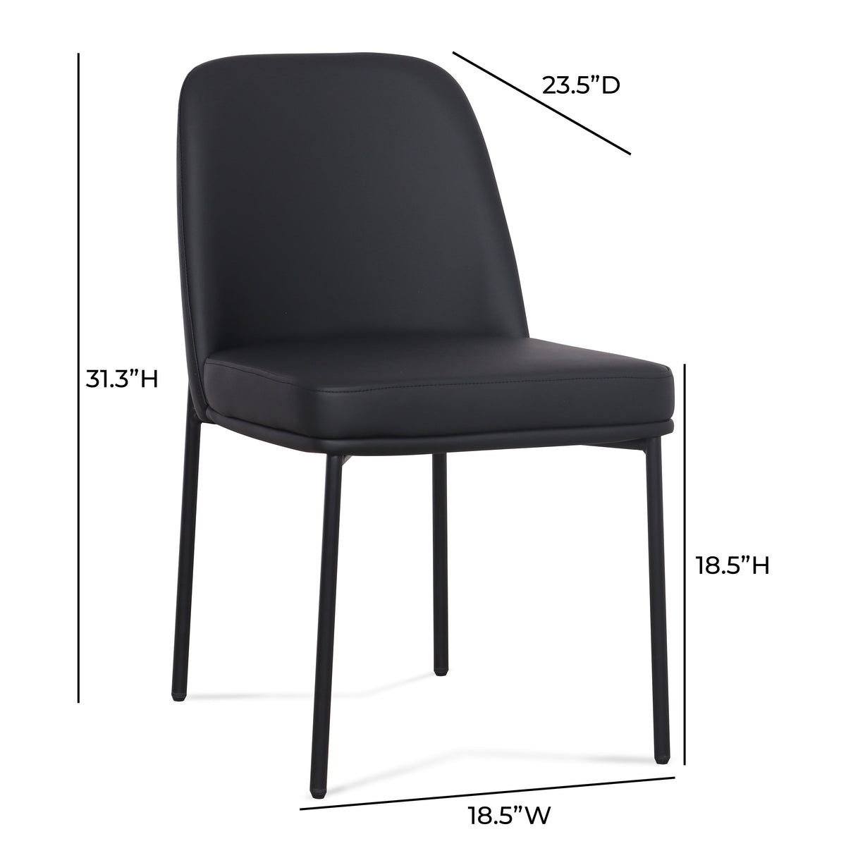 Sydney Black Performance Vegan Leather Dining Chair - Set of 2 by TOV Furniture – photo 7 of 7