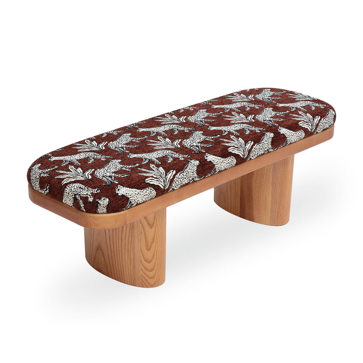 Ollie 48" Brown Leopard Jacquard Bench by TOV Furniture – photo 4 of 7
