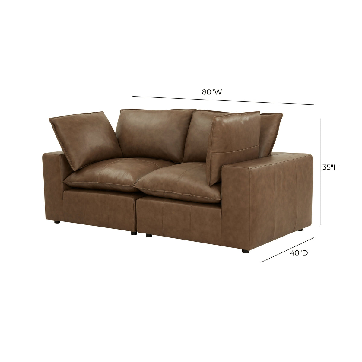 Cali 80" Brown Leather Modular Loveseat by TOV Furniture – photo 6 of 6