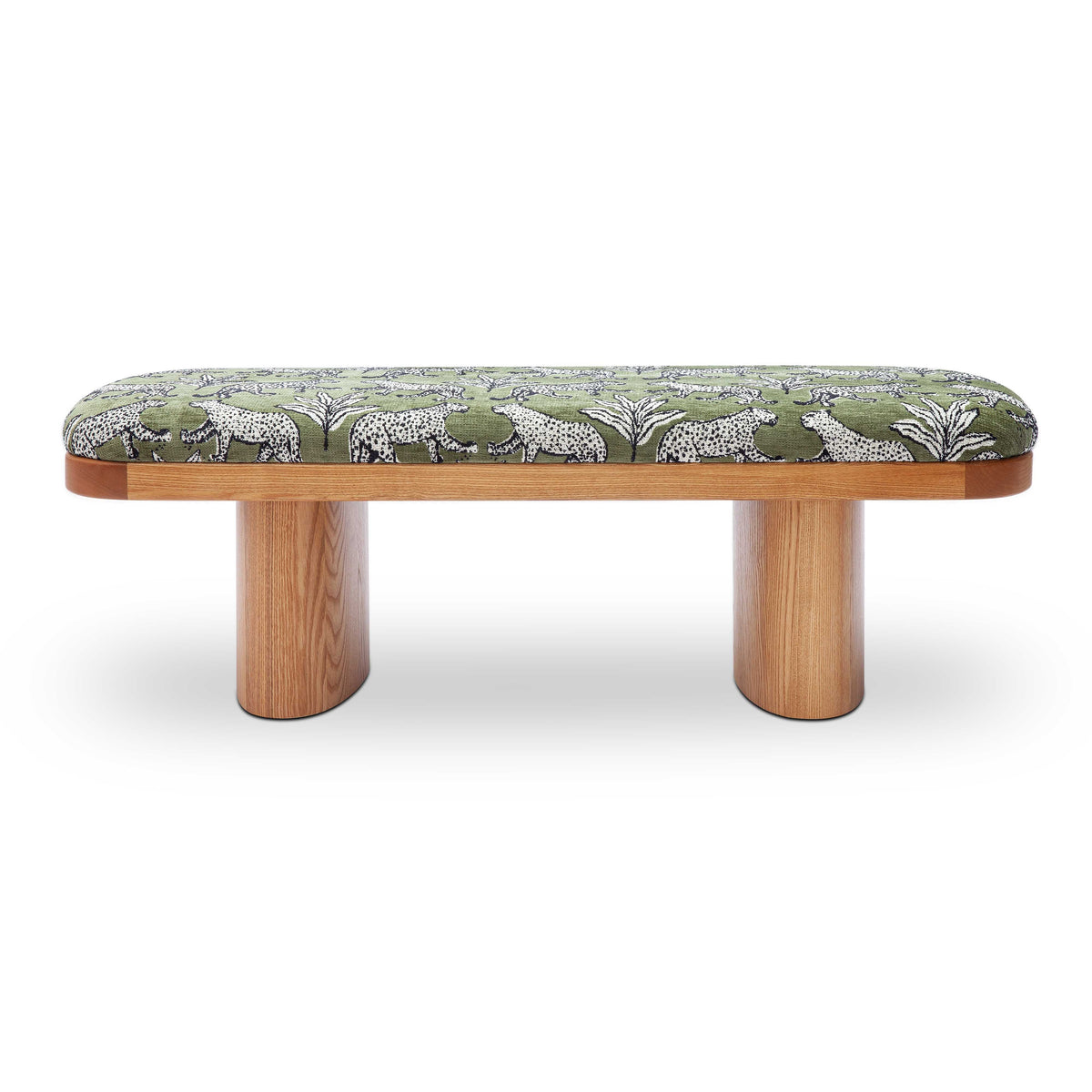 Ollie 48" Olive Green Leopard Performance Jacquard Bench by TOV Furniture – photo 3 of 8