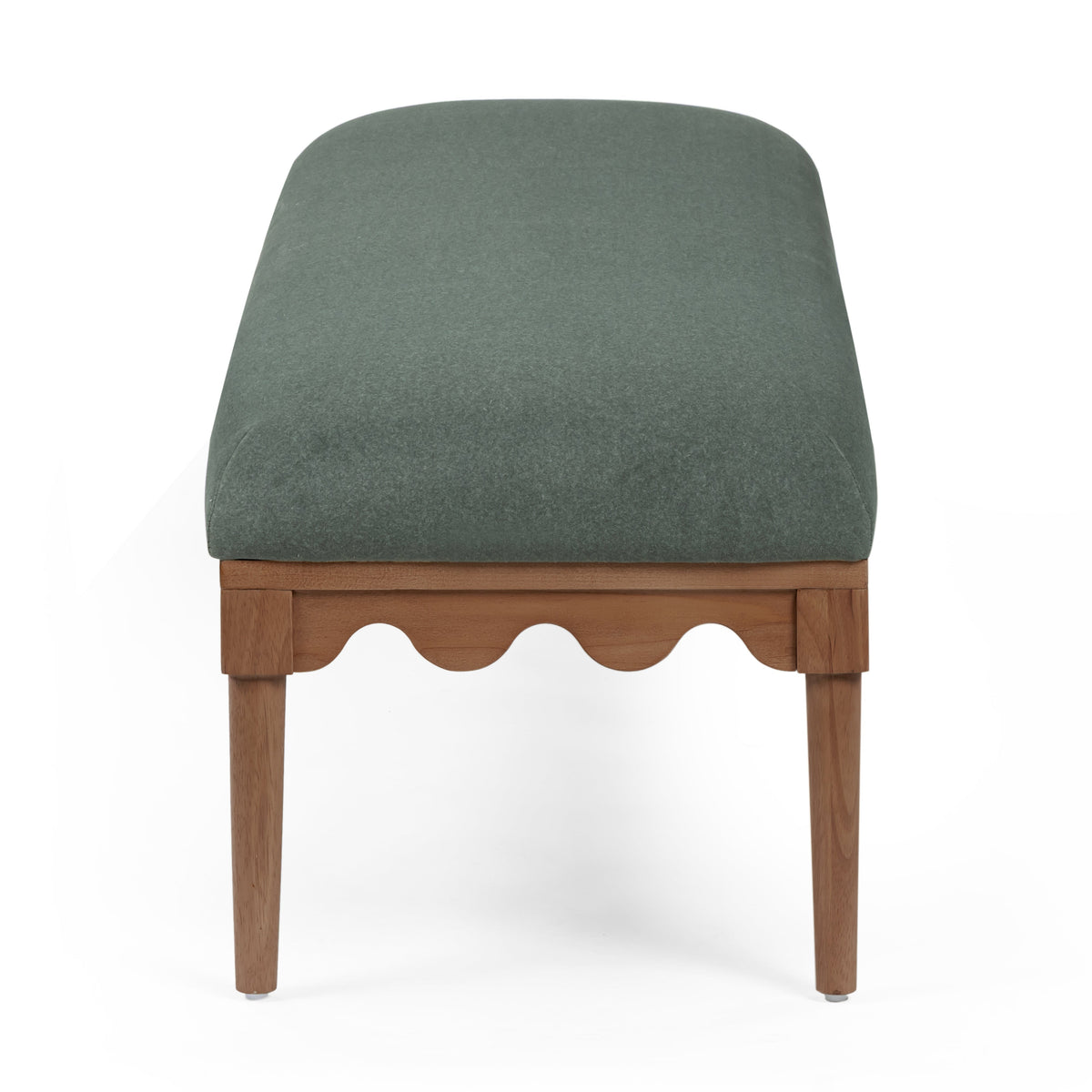 Oodle 56.5" Green Vegan Mohair Bench in Walnut by TOV Furniture – photo 4 of 5
