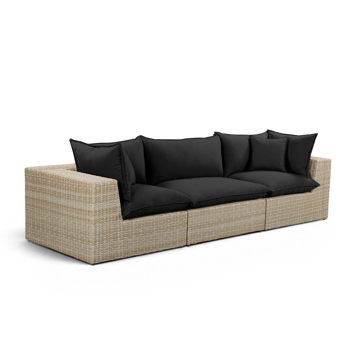 Cali Black Fabric & Natural Wicker Modular Outdoor Sofa by TOV Furniture – photo 2 of 6