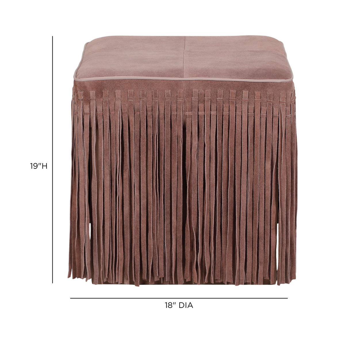 Daphne Square Dusty Pink Suede Fringe Ottoman by TOV Furniture – photo 6 of 6