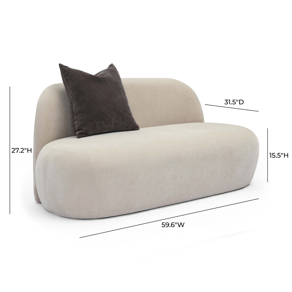 Carraway Taupe Upcycled Contract-Grade Chenille Loveseat by TOV Furniture – photo 5 of 5