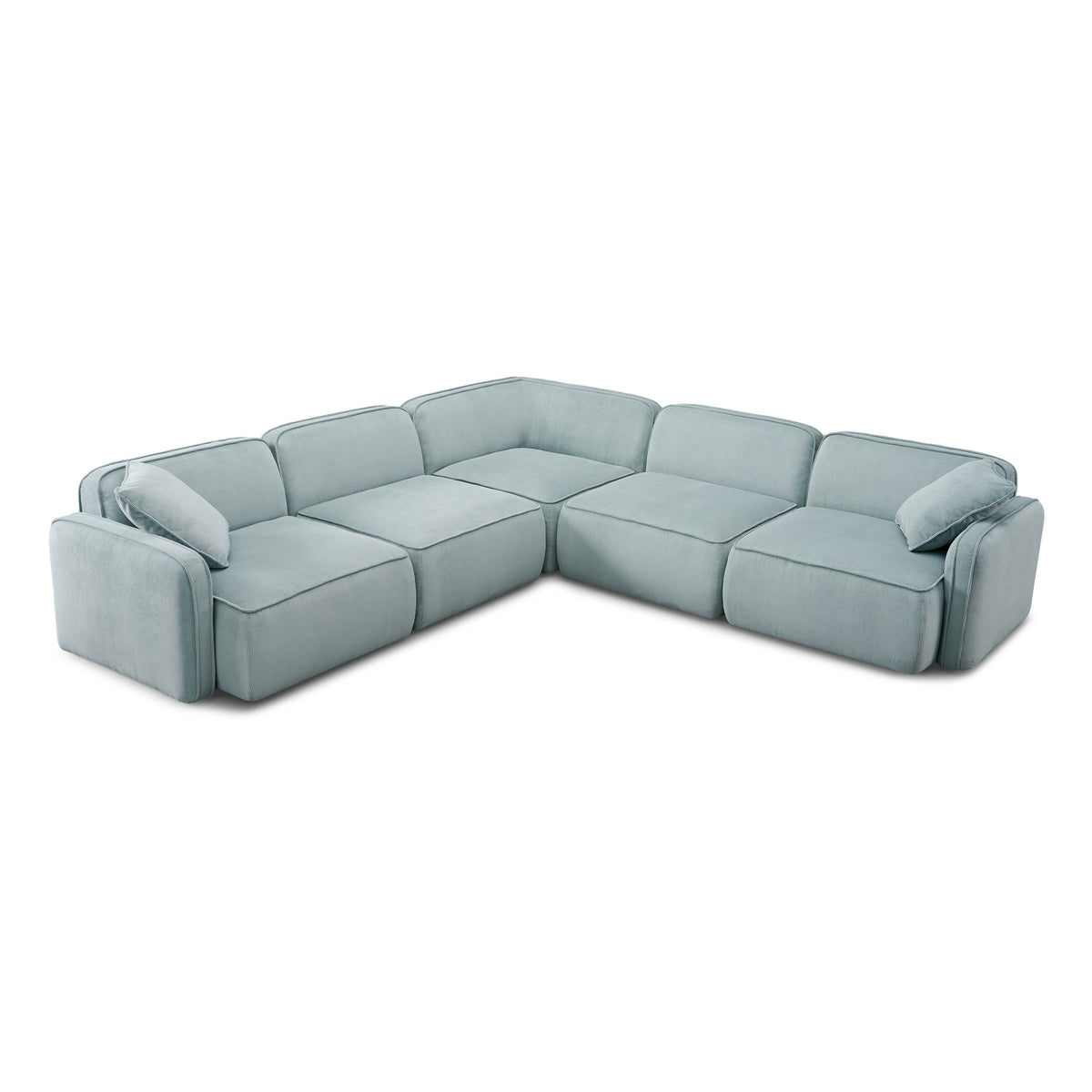 Travie Sea Blue Performance Corduroy Velvet Modular L-Sectional by TOV Furniture – photo 1 of 8
