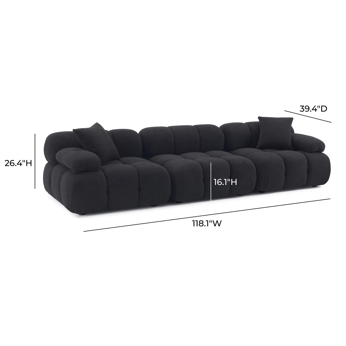 Calliope Black Performance Vegan Shearling Modular Sofa by TOV Furniture – photo 6 of 6