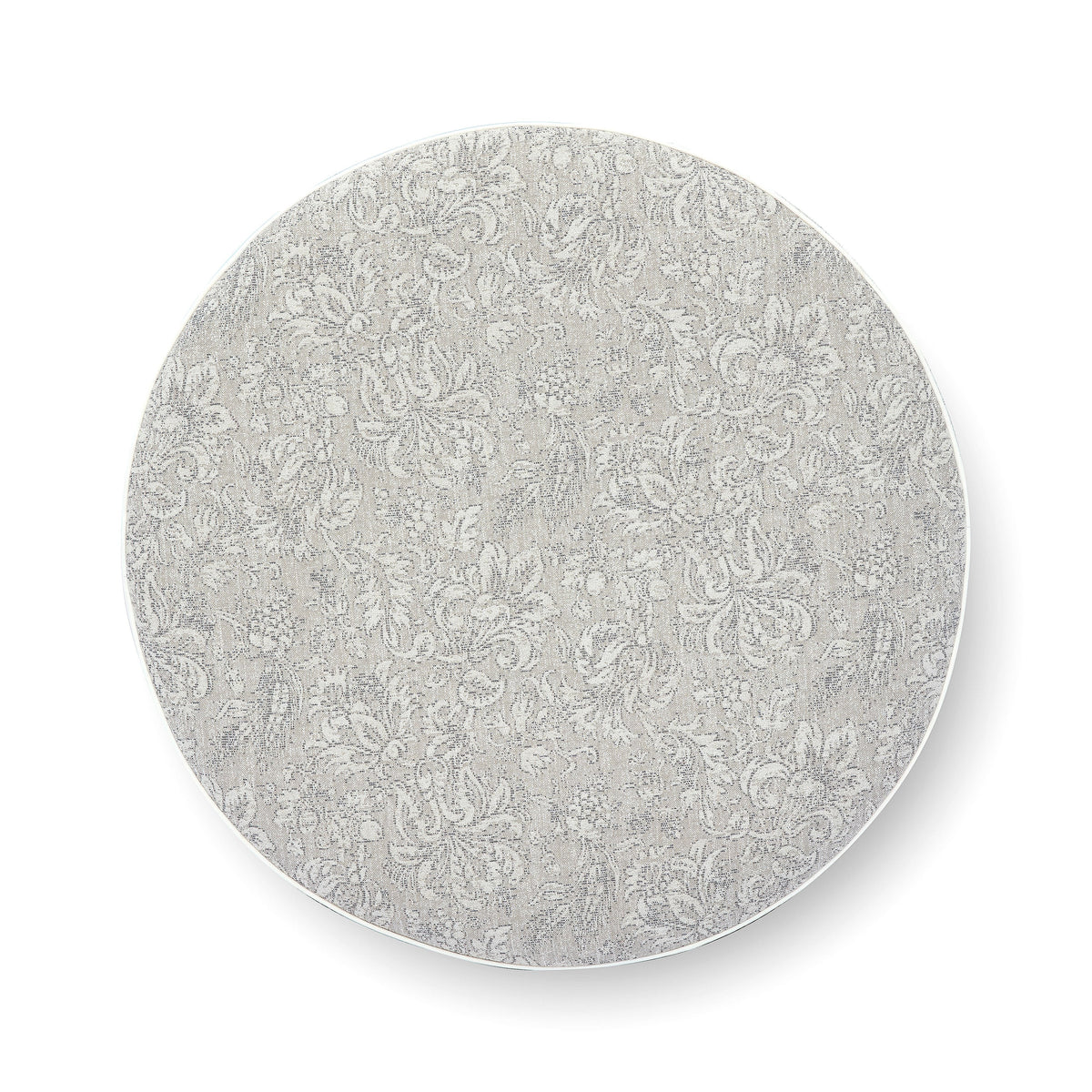 Tassy Neutral Floral Tasseled Round Ottoman by TOV Furniture – photo 5 of 6