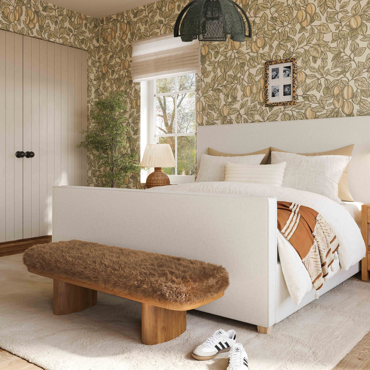 Ollie Taupe Contract-Grade Straight Vegan Shearling Large Bench by TOV Furniture – photo 2 of 7