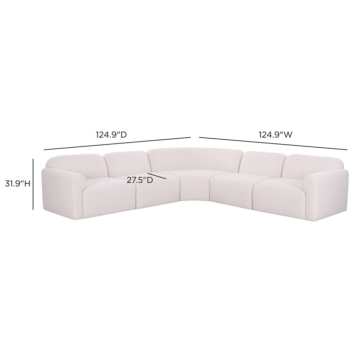 Gorge Cream Performance 5 Piece Corner Sectional by TOV Furniture – photo 4 of 4