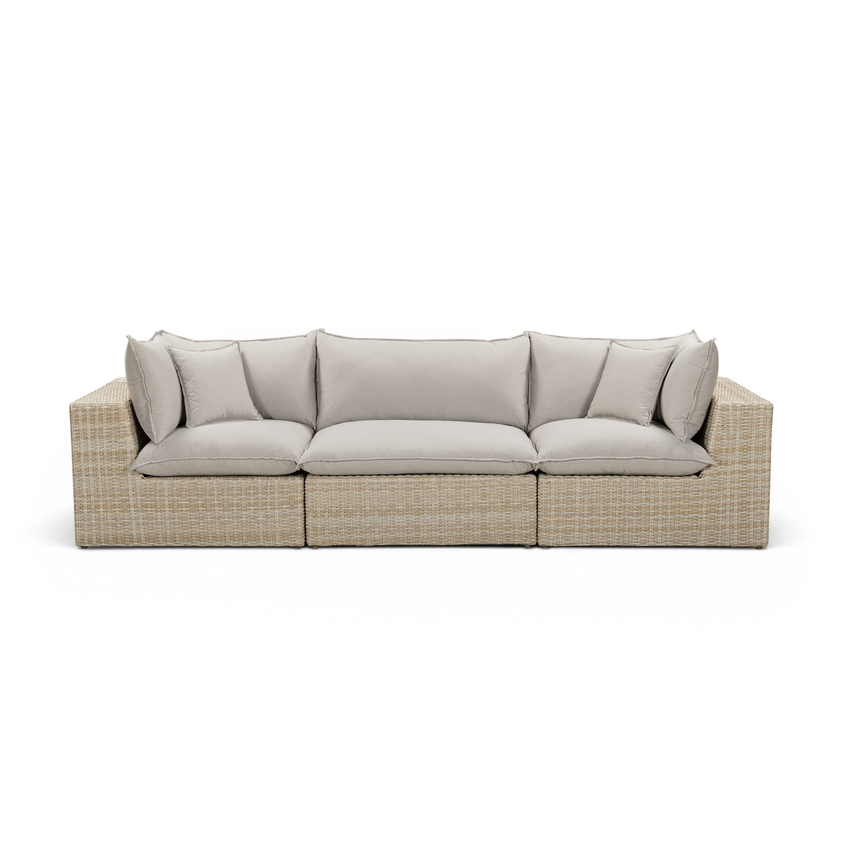 Cali Light Gray Fabric & Natural Wicker Modular Outdoor Sofa by TOV Furniture – photo 1 of 6