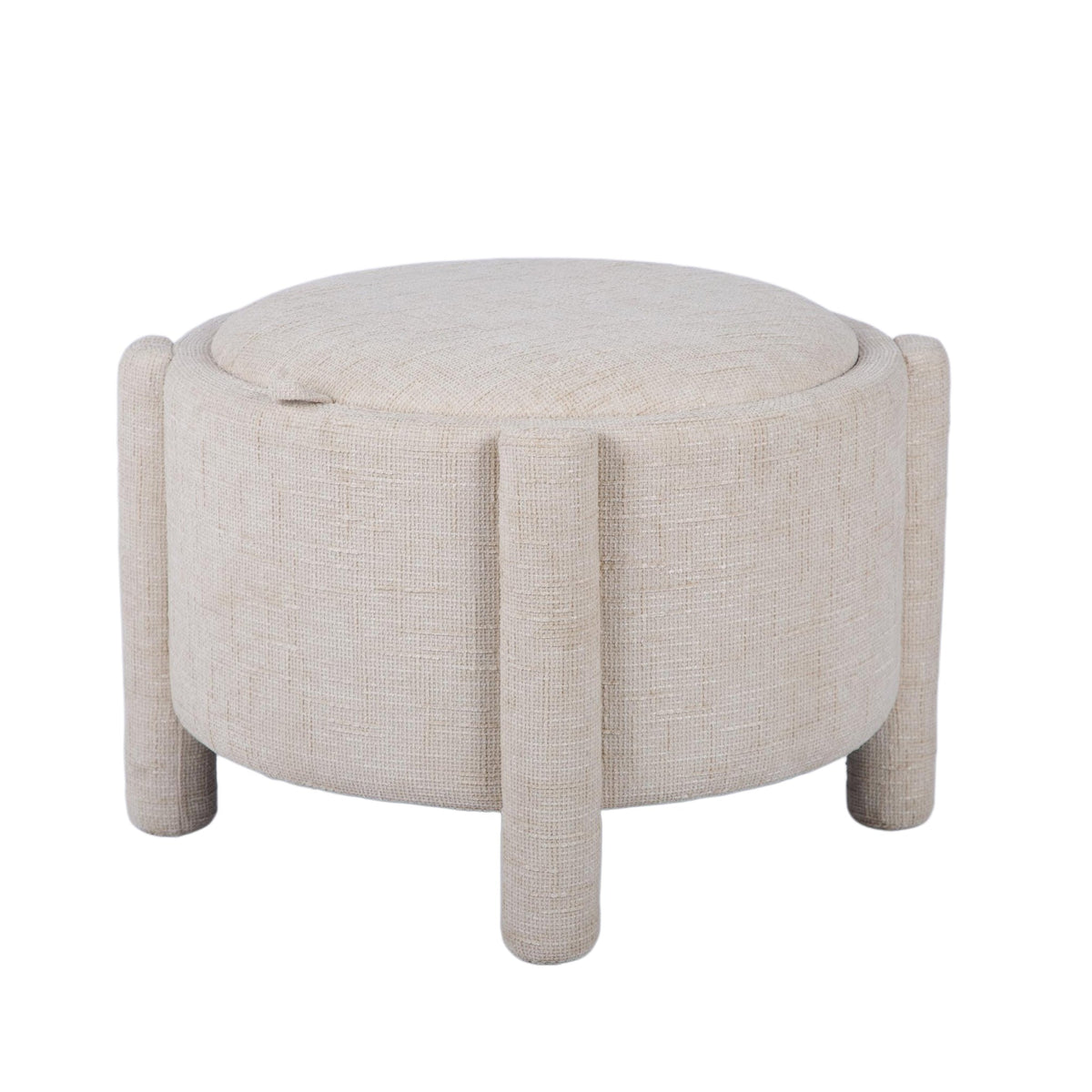 Bellamy Cream Railroad Chenille Storage Stool With Reversible Tray Top by TOV Furniture – photo 3 of 8