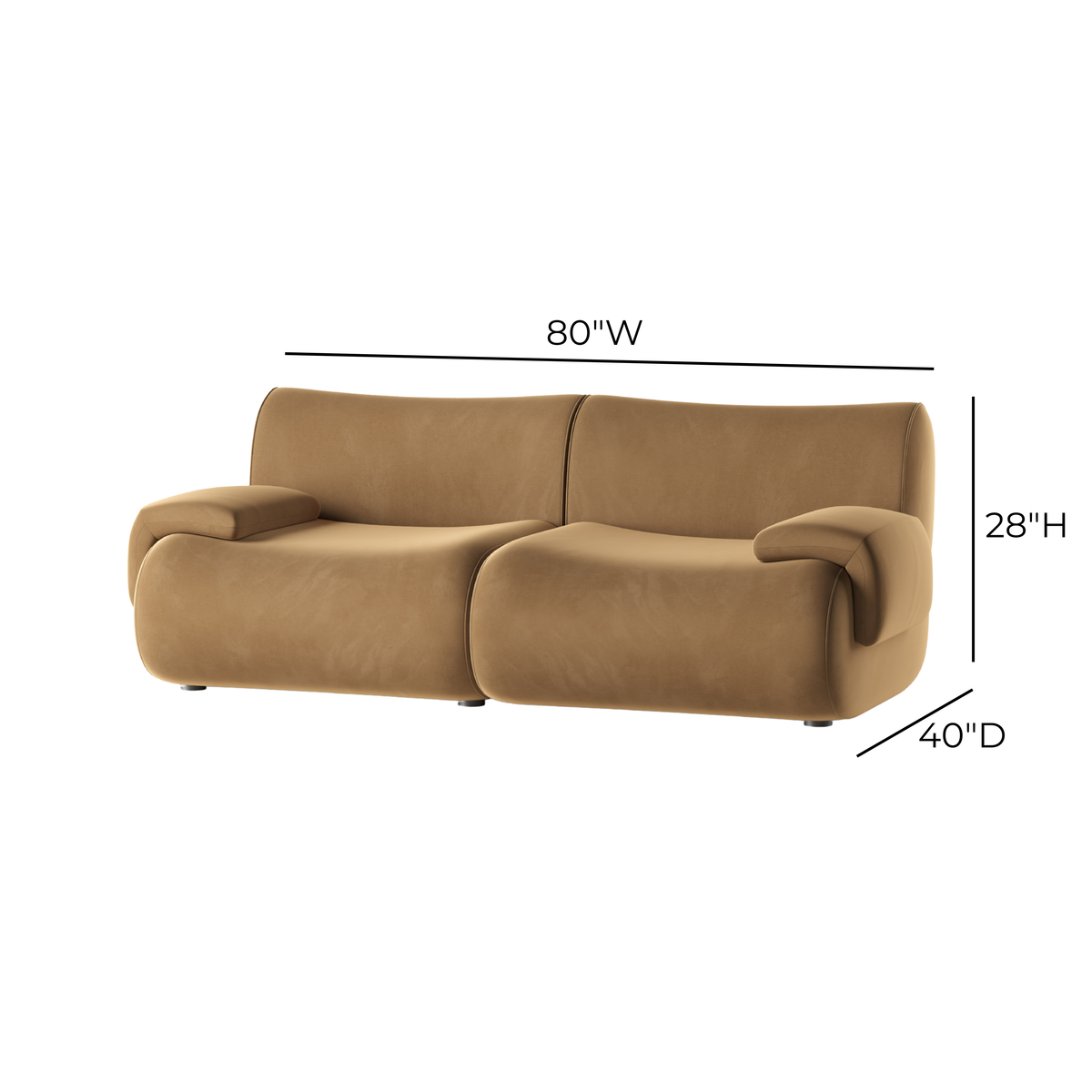Zenith 80" Latte Brown Performance Velvet Modular Loveseat by TOV Furniture – photo 7 of 7