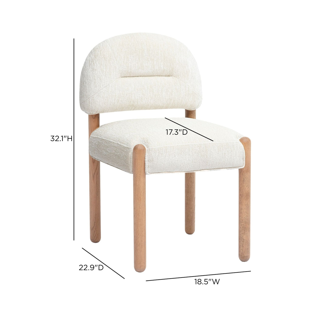 Bruno Cream Thick Performance Chenille Arched Back Dining Chair by TOV Furniture – photo 7 of 8