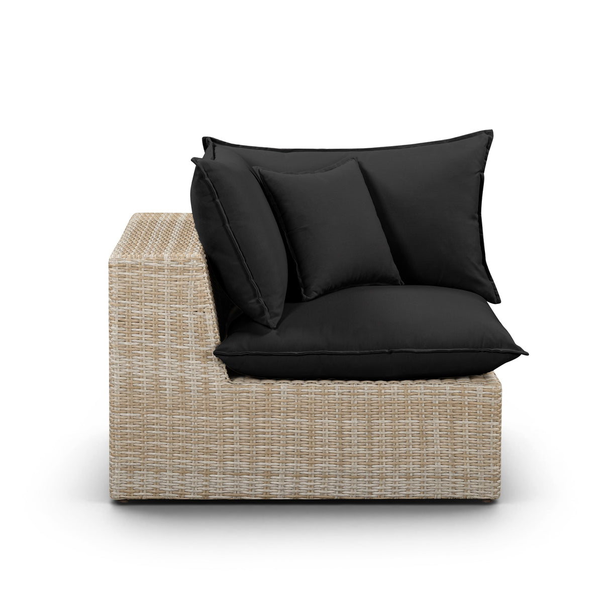 Cali Black Performance Fabric & Natural Wicker Outdoor Corner Chair by TOV Furniture – photo 2 of 6