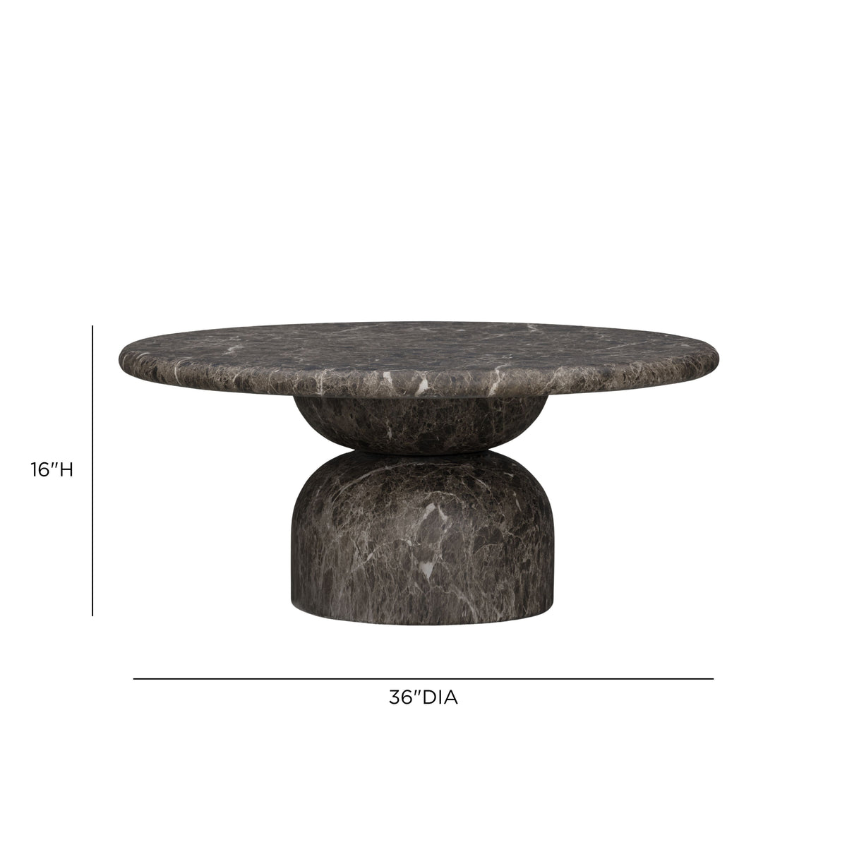 Cynthia 36" Dark Emperador Faux Marble Indoor/Outdoor Coffee Table by TOV Furniture – photo 6 of 6