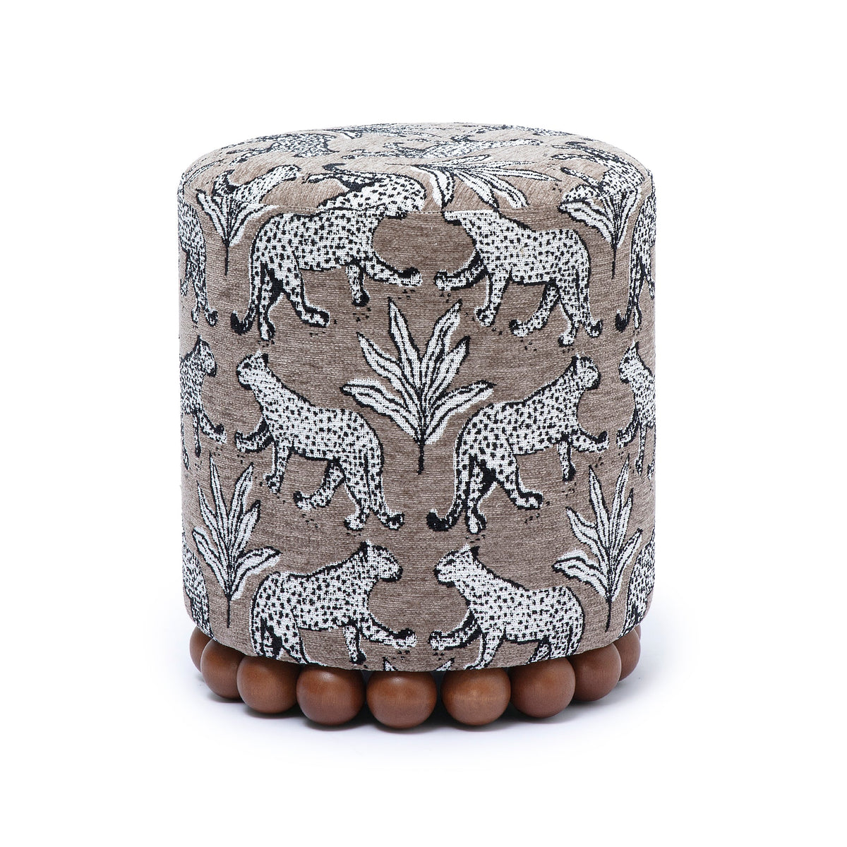 Dex Smoke Grey Leopard Jacquard Ottoman by TOV Furniture – photo 1 of 5