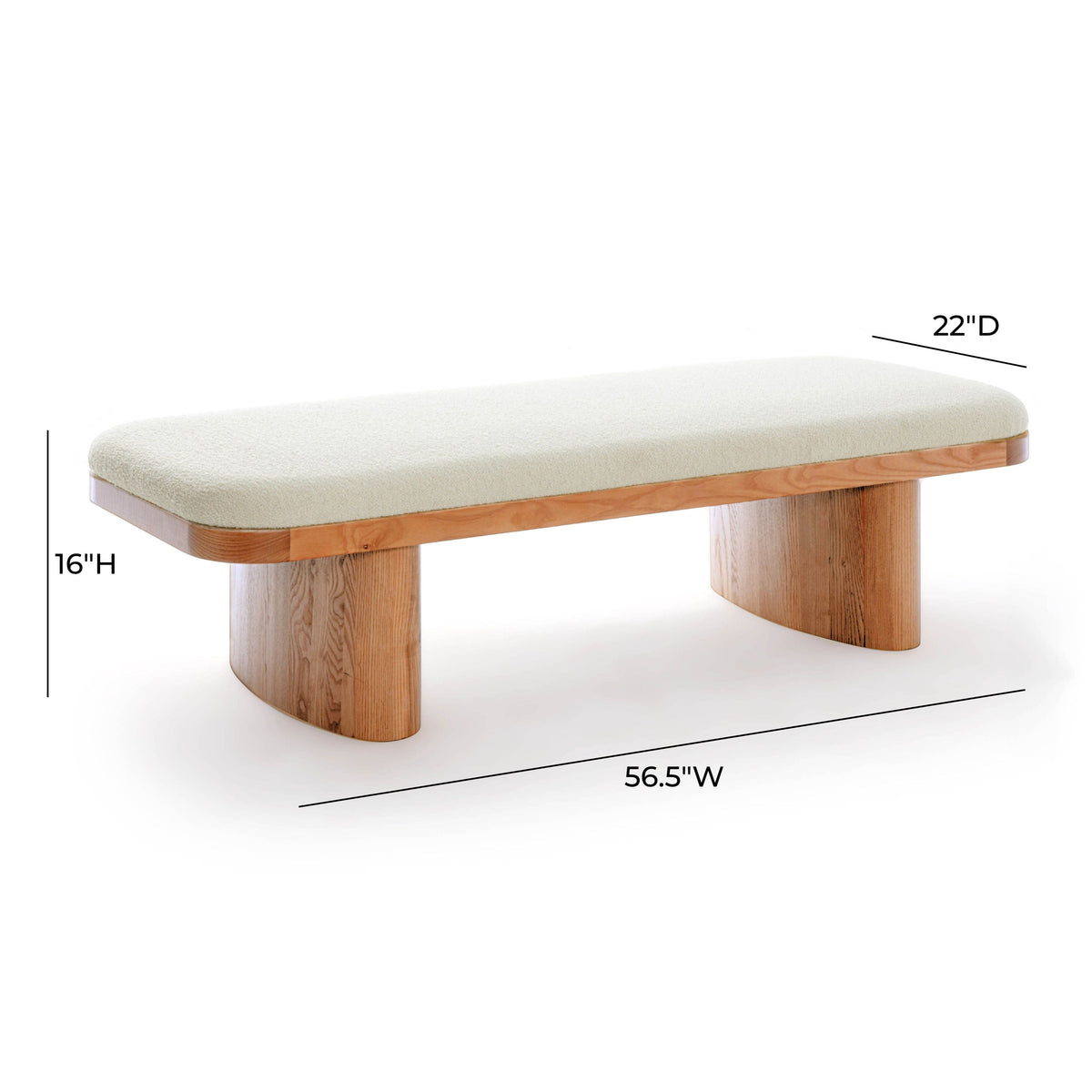 Ollie 56.5" White Performance Boucle Large Bench by TOV Furniture – photo 6 of 7