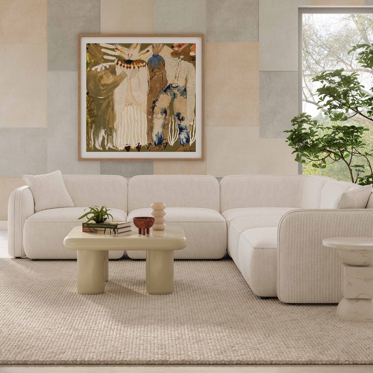 Travie White Sand Performance Corduroy Velvet Modular L-Sectional by TOV Furniture – photo 2 of 7