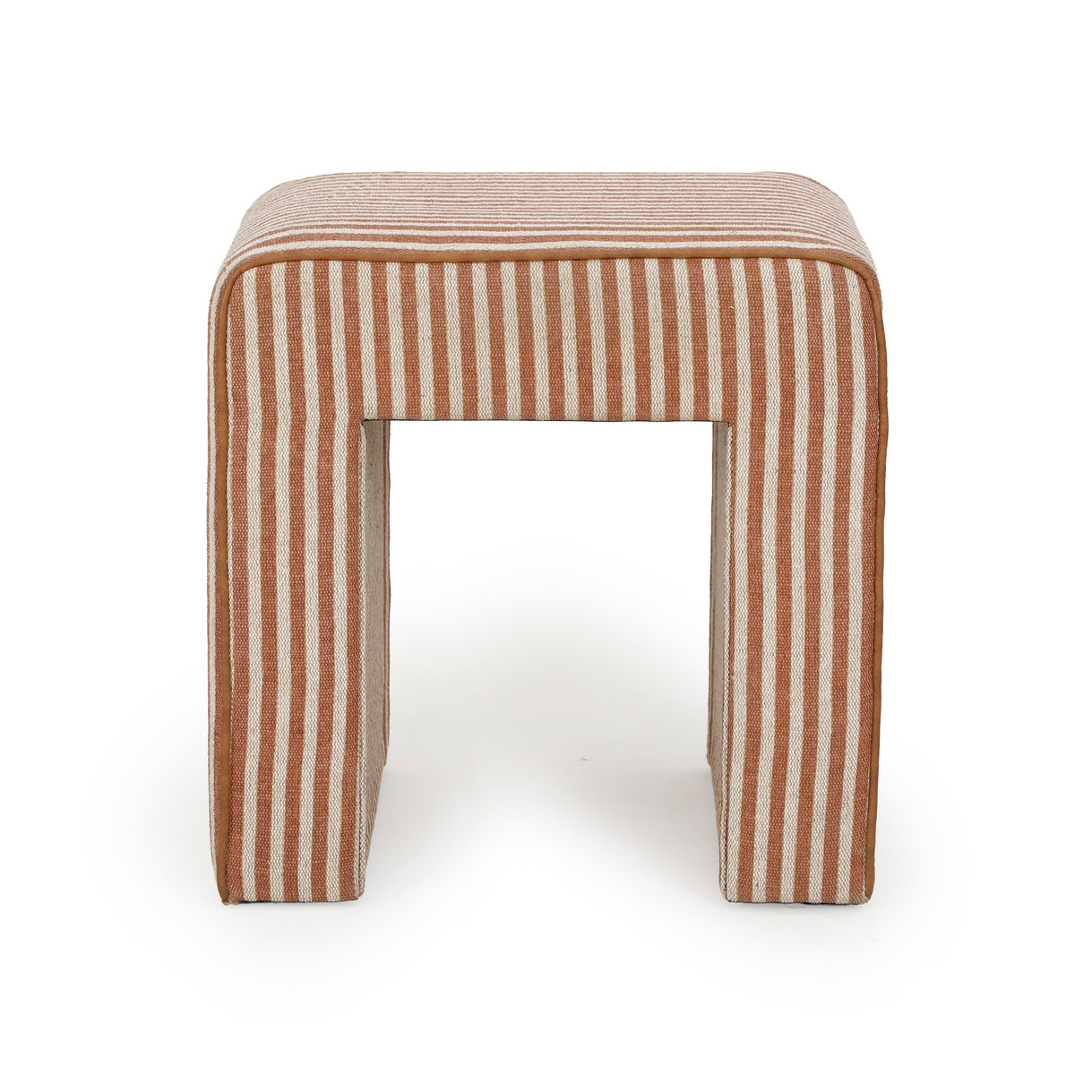 Byron Square Terracotta Stripe Cotton Jute Ottoman by TOV Furniture – photo 3 of 7