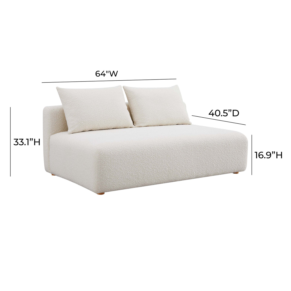 Hangover 64" Cream Performance Boucle Modular Loveseat by TOV Furniture – photo 4 of 4